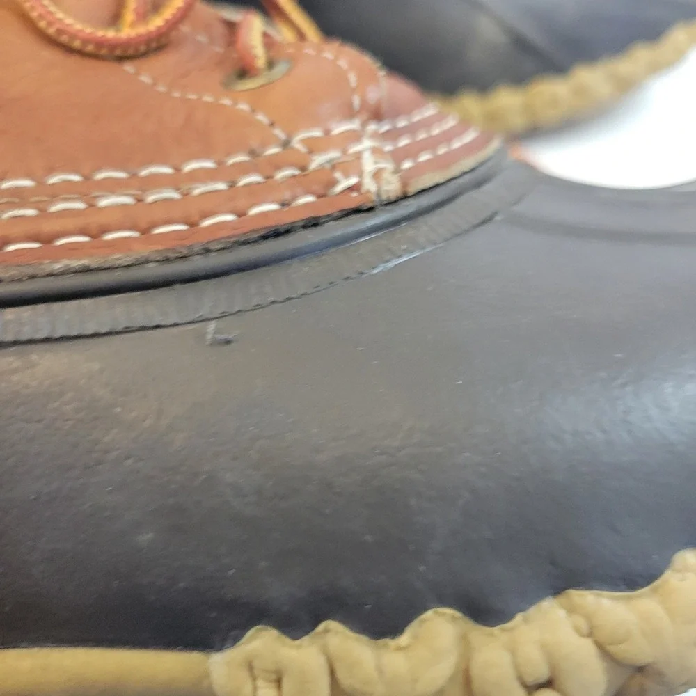 LL Bean Mens 8 inch Bean Boots Brown Tan Leather Duck Boots Size 10 USA